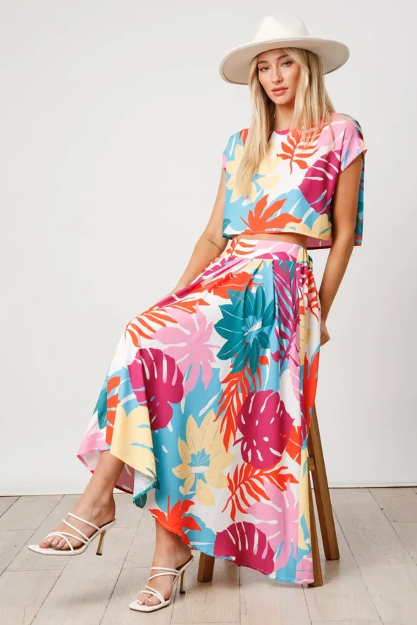 Tropical Print Skirt Set