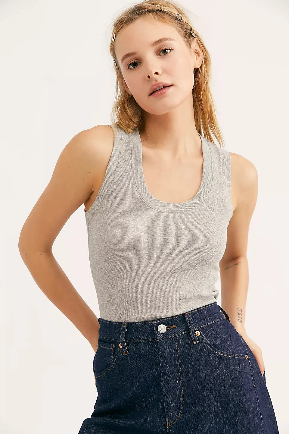 U - Neck Tank - Gray