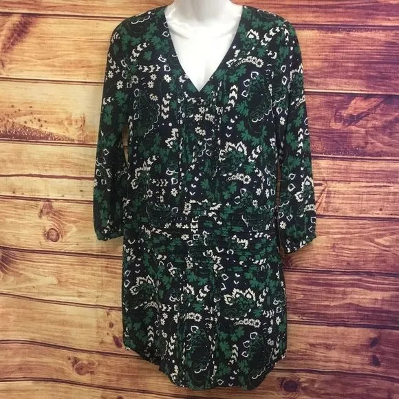 VeronicaBeardGreen Floral Print Silk Blouse Top