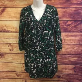 VeronicaBeardGreen Floral Print Silk Blouse Top