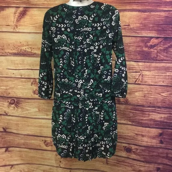 VeronicaBeardGreen Floral Print Silk Blouse Top