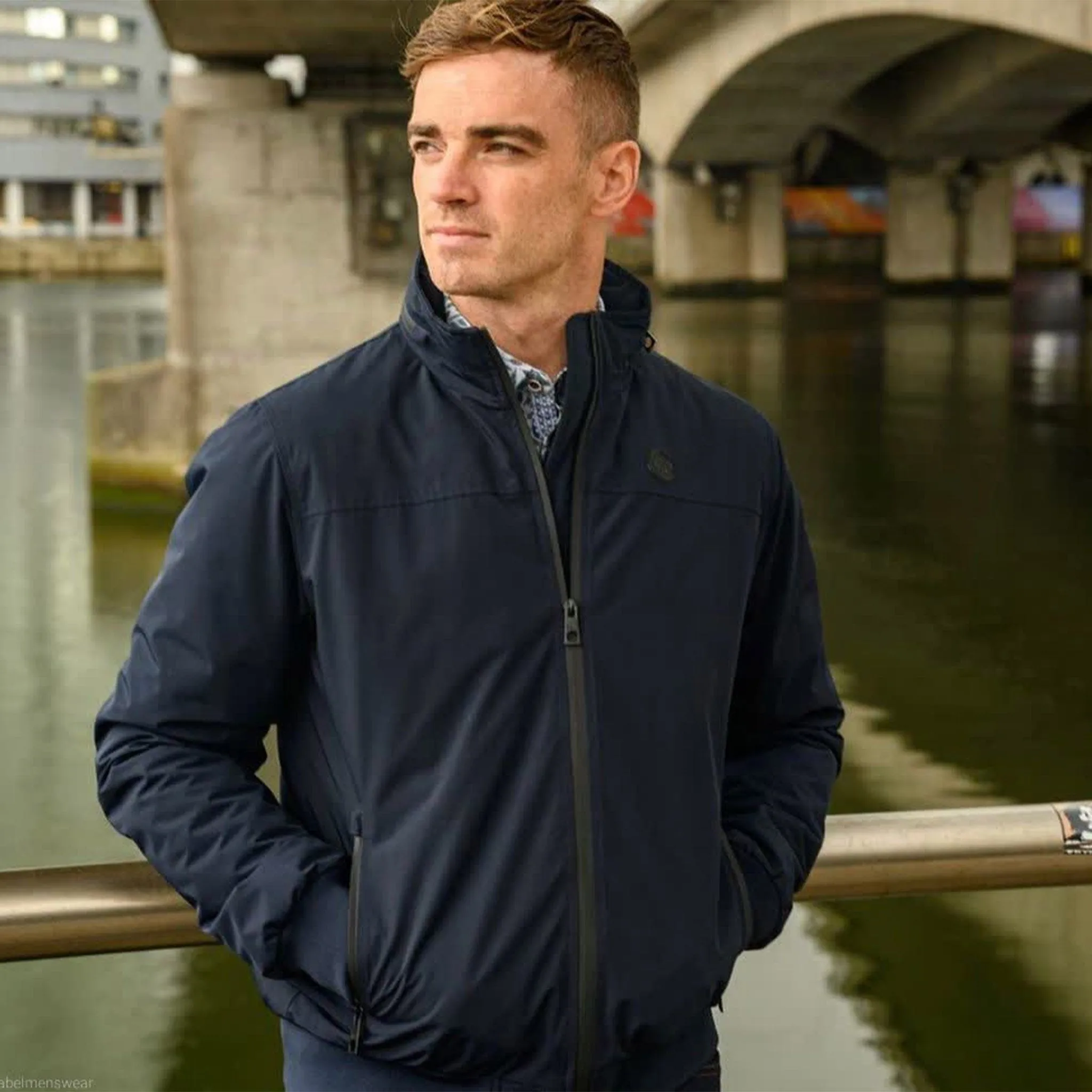 White Label Jacket with hood- Hudson Navy