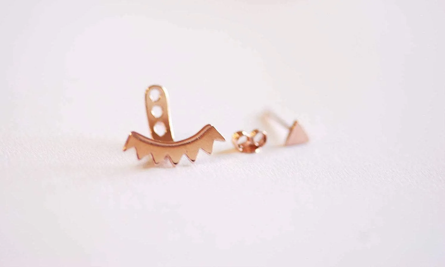 Wholesale Shiny Rose Gold Triangle Ear Jacket, Spike Ear Jacket, Front Back Earrings, Ear Jacket, Earring Cuff, Triangle Studs, Minimal Earrings,Lotus