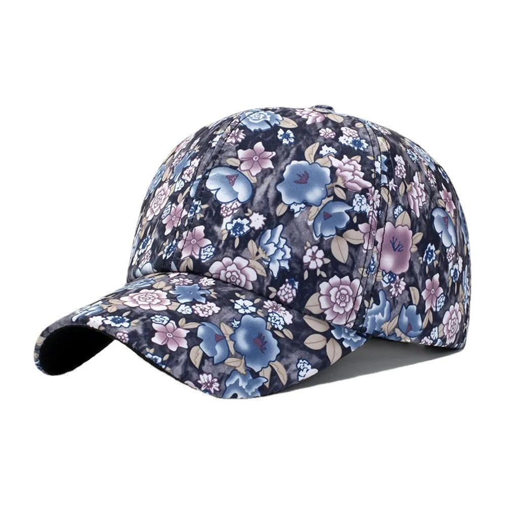 Women Overlay Colorful Floral Print Baseball Cap Fashion Breathable Adjustable Sunshade Hat