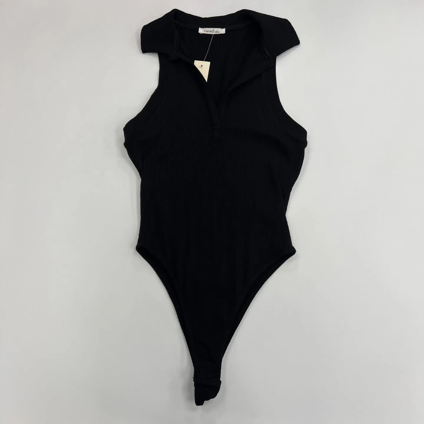 Women's Heavy Ribbed Polo Bodysuit Top