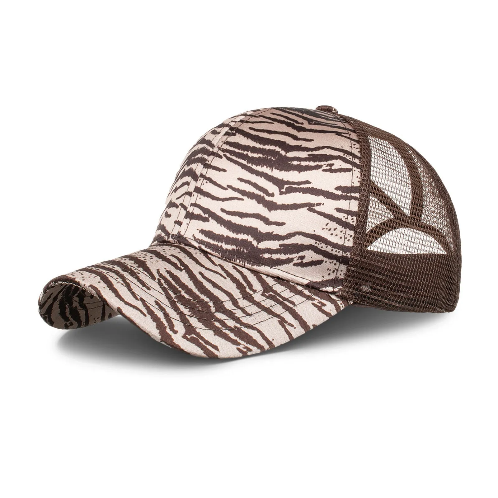 Women's Polyester Mesh Leopard Tiger Print Baseball Cap Shade Breathable Sun Hat