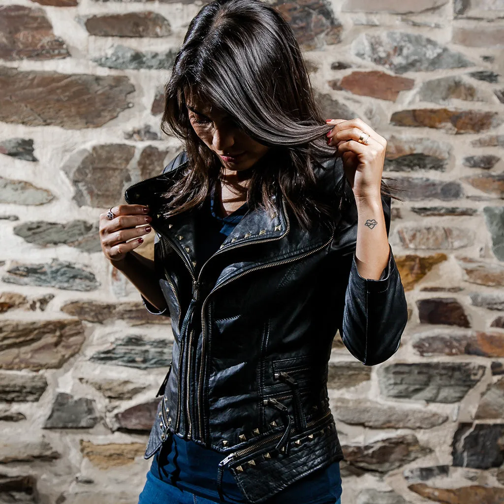 Women's Studded Leather Jacket | KC Leather Signature Range - Ashley