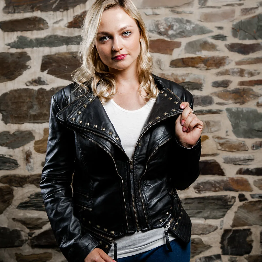 Women's Studded Leather Jacket | KC Leather Signature Range - Ashley