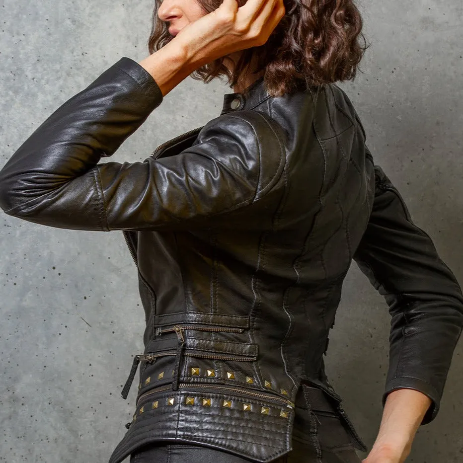 Women's Studded Leather Jacket | KC Leather Signature Range - Ashley